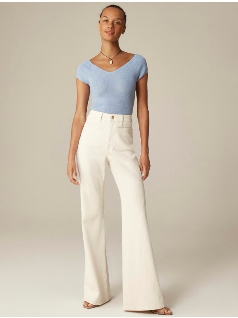 Flare High-Rise Wide-Leg Jeans in Cream for Women J.Crew